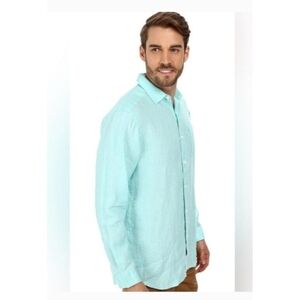 Tommy Bahama Men’s Linen Long Sleeve Shirt Sea Glass Breezer Size L